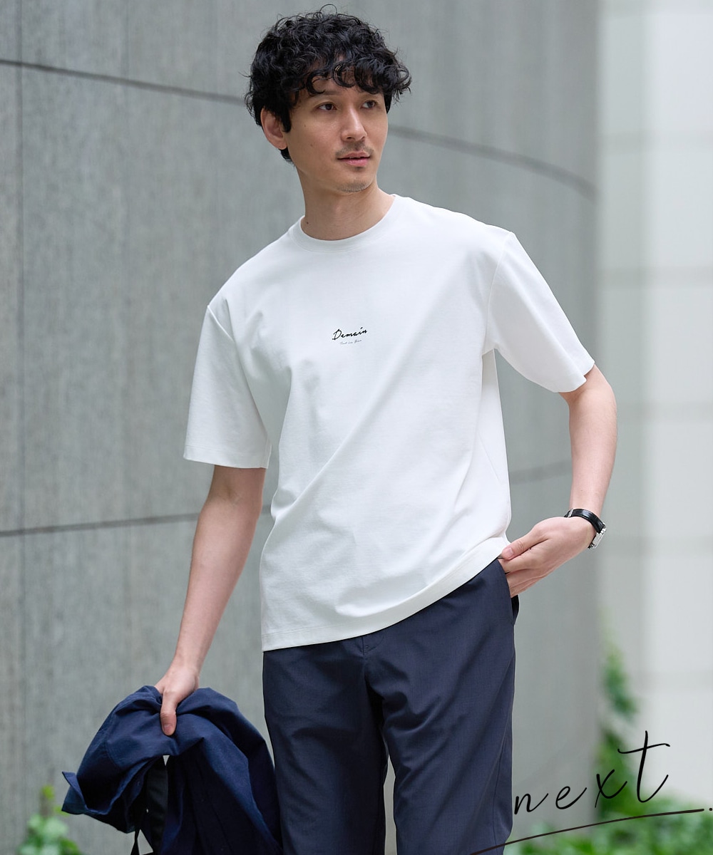 ＼カラーTシャツ挑戦にぴったり！／ミニロゴプリントセミワイドシルエットカットソー