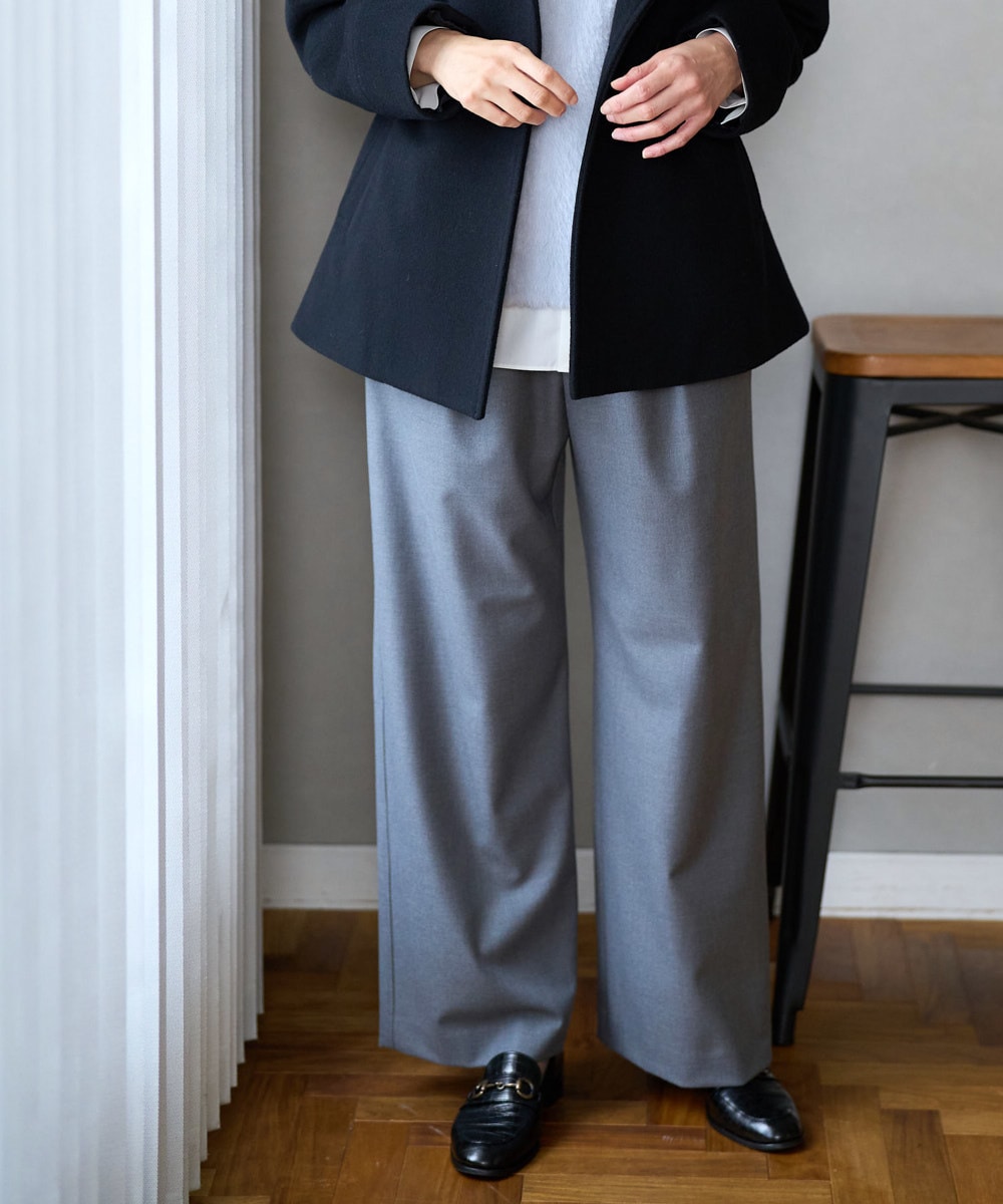 裏起毛シャンブレージョガーワイドパンツ