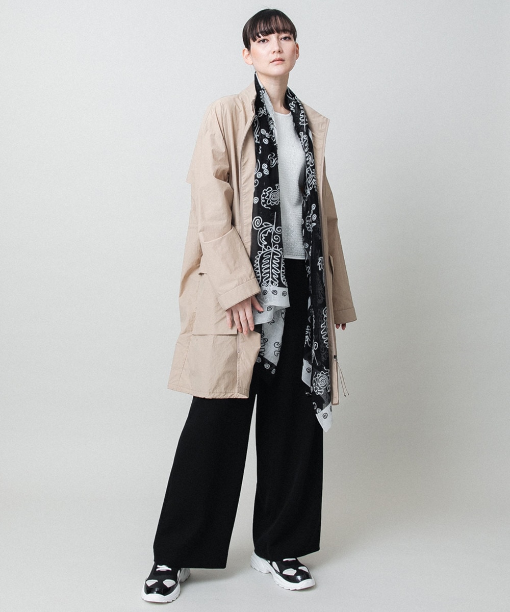 ポケットアクセントタフタロングコート