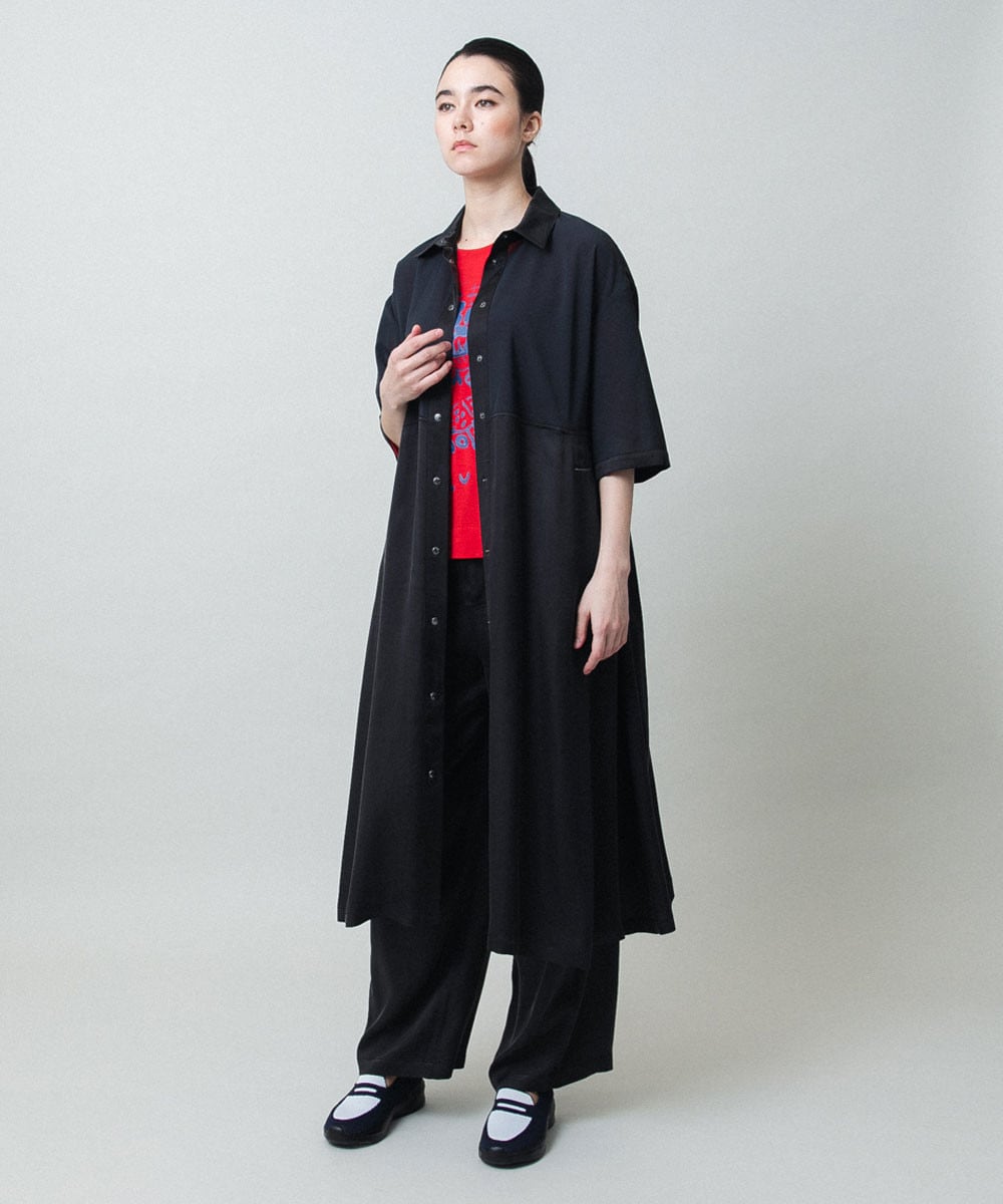 異素材ドッキングシャツワンピース