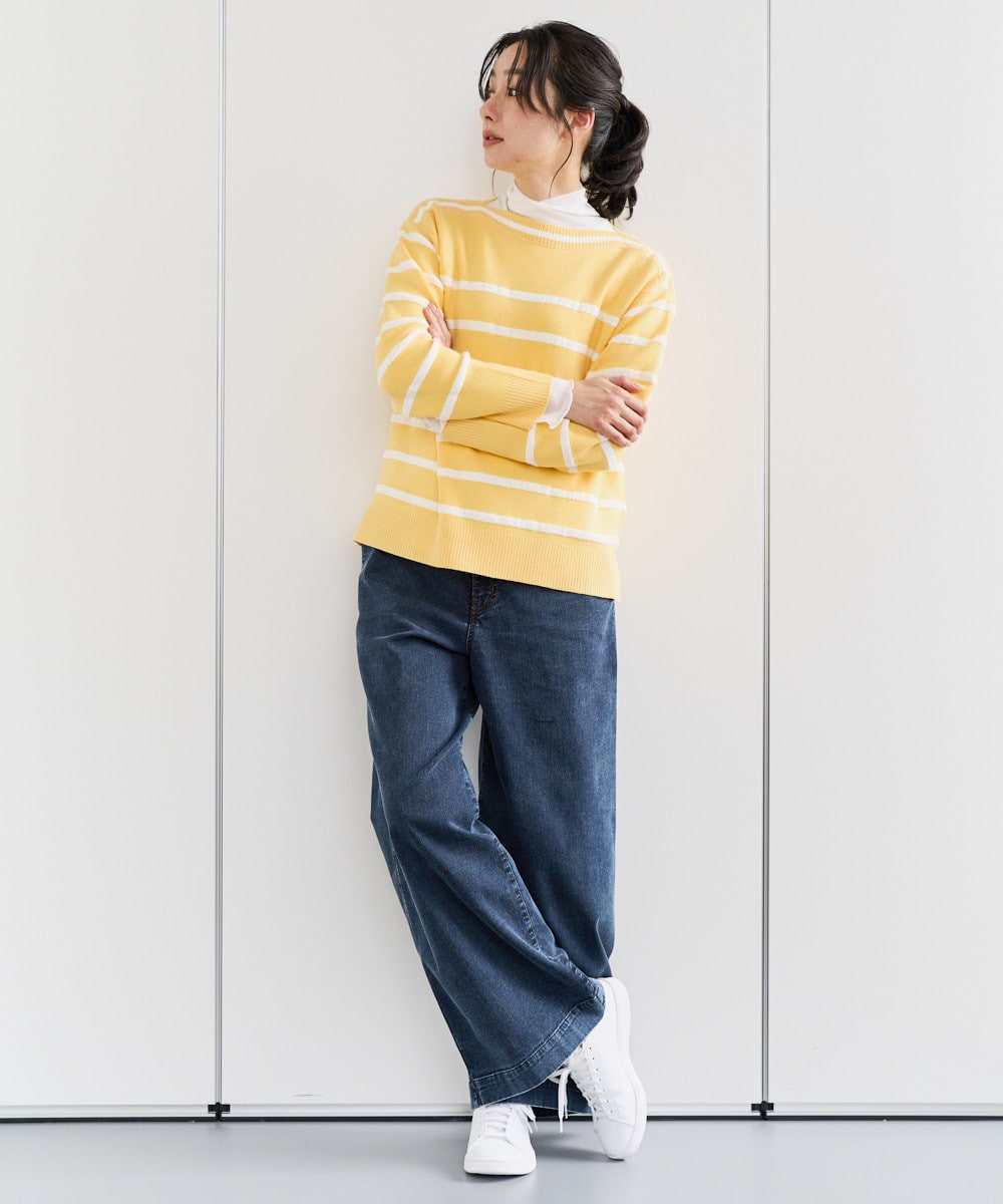 ブークレボーダーボートネックニット