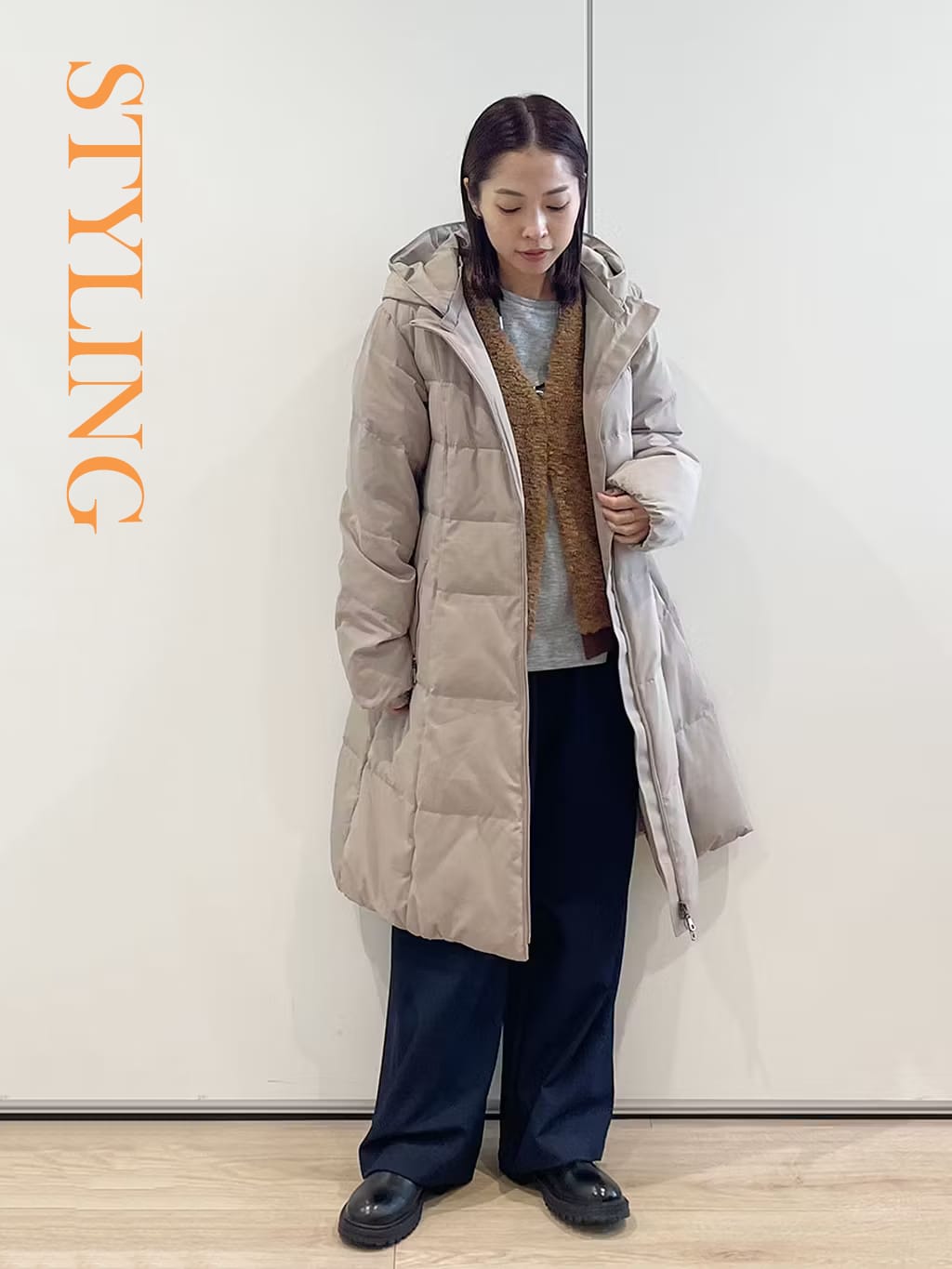 [日本製]裏起毛シャンブレージョガーワイドパンツ