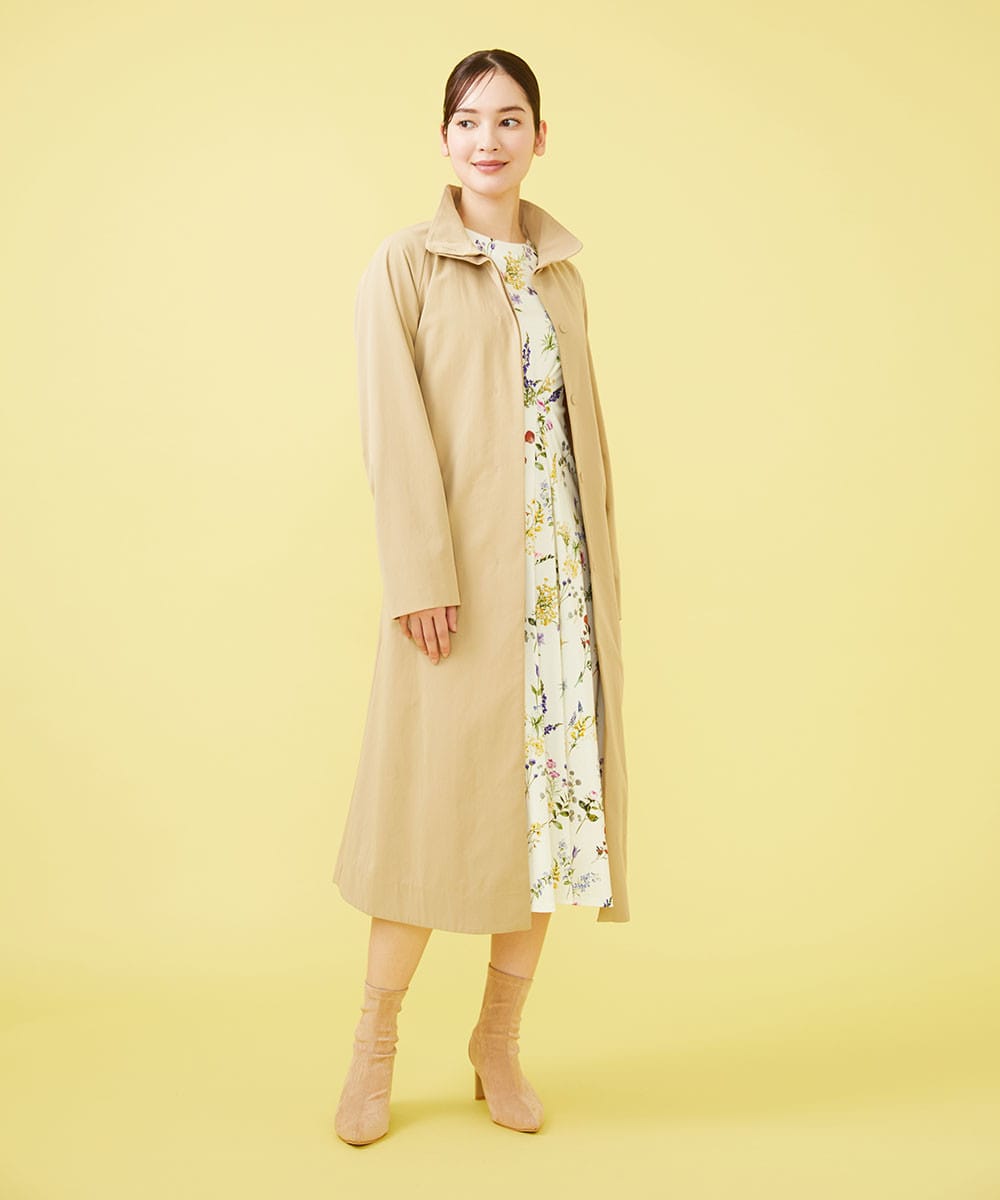 Removable liner long coat x flower dress