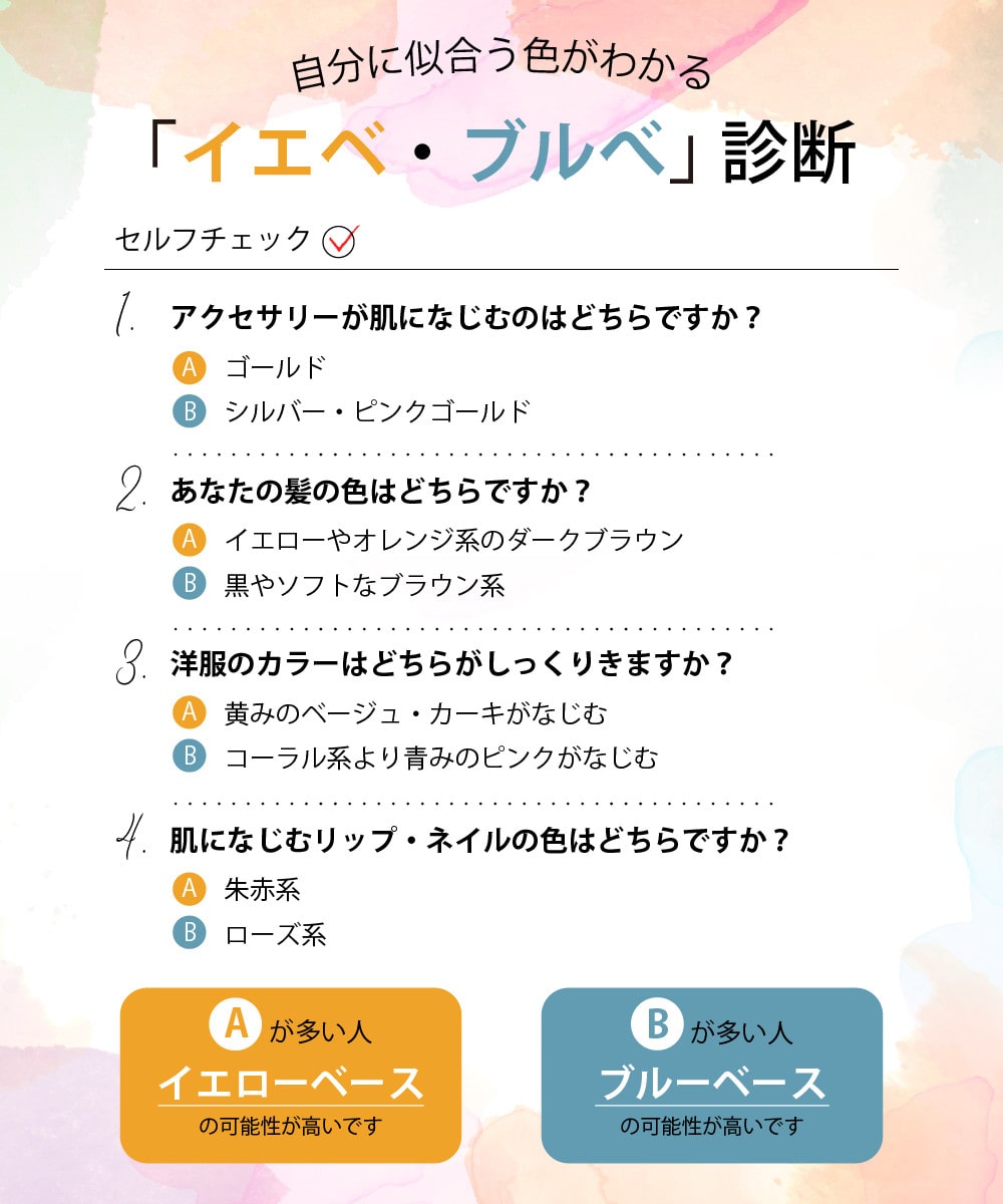 自分の似合う色が分かる！「イエベ・ブルベ診断」｜イトキンオンラインストア