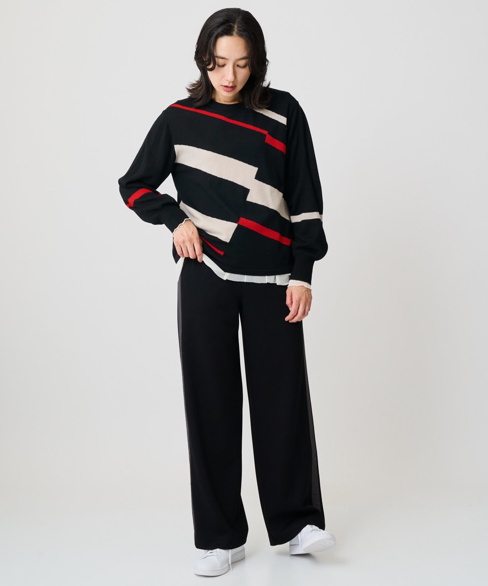 ストレッチダンボールストレートワイドパンツ