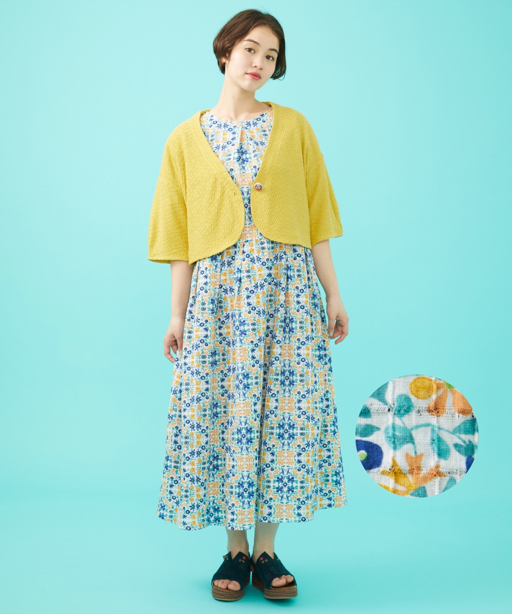 Rosa flamenco フラワープリントタックワンピース
