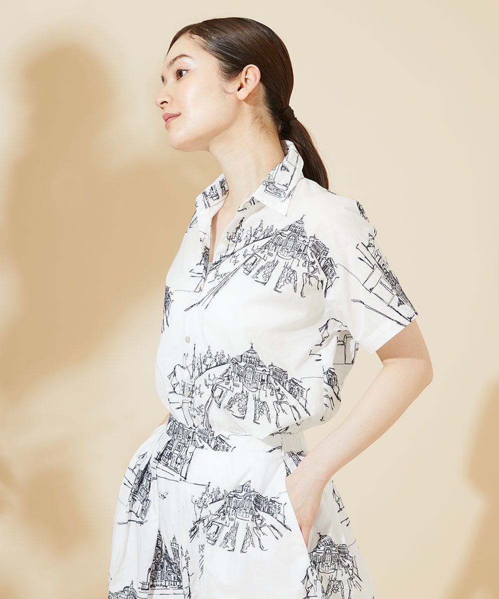 Townscape embroidery shirt