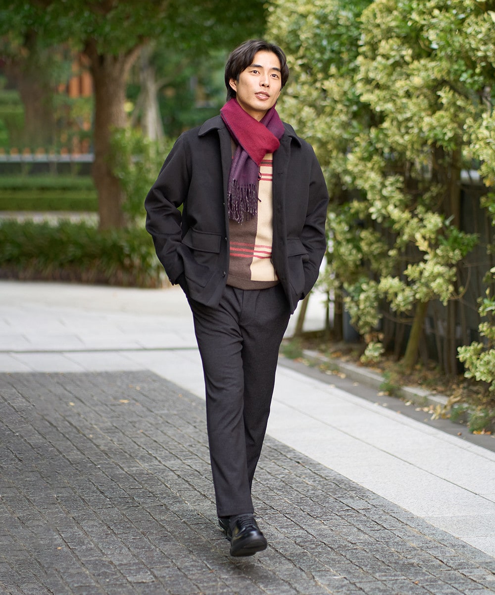 フェイクウールワイドシルエットカバーオール