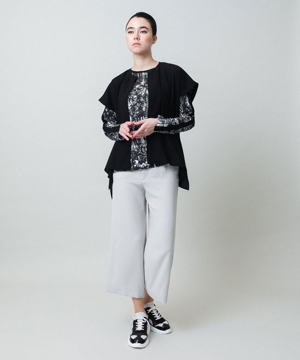 サテンジョーゼットアンクルパンツ/日本製/洗える