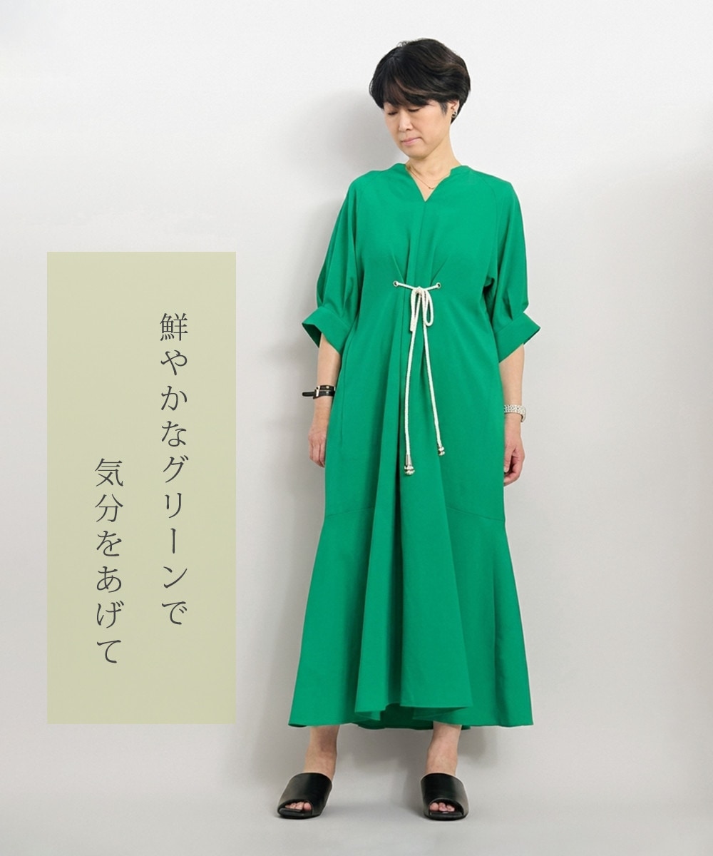 ロープアクセントリネン風ワンピース