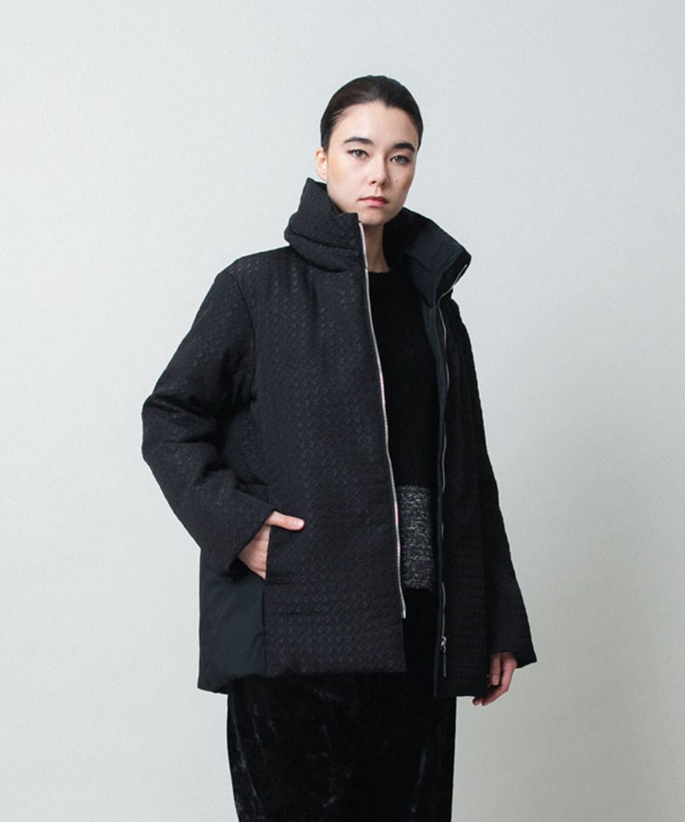 千鳥柄ジャカードダウンジャケット