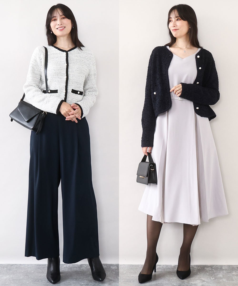 ラメ入りツイードニットジャケット/洗える/WEB限定サイズあり