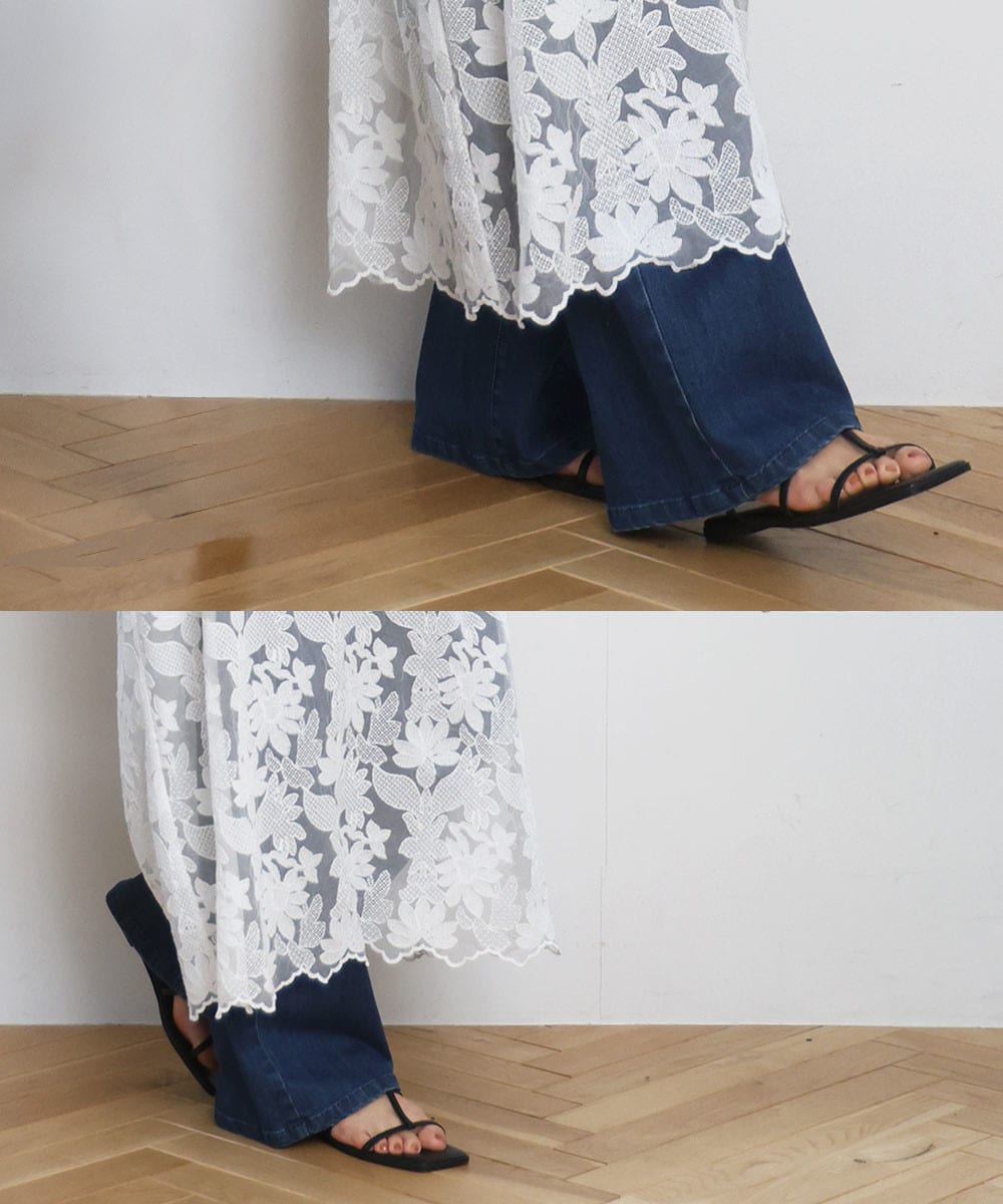 レース切り替えスモックワンピース