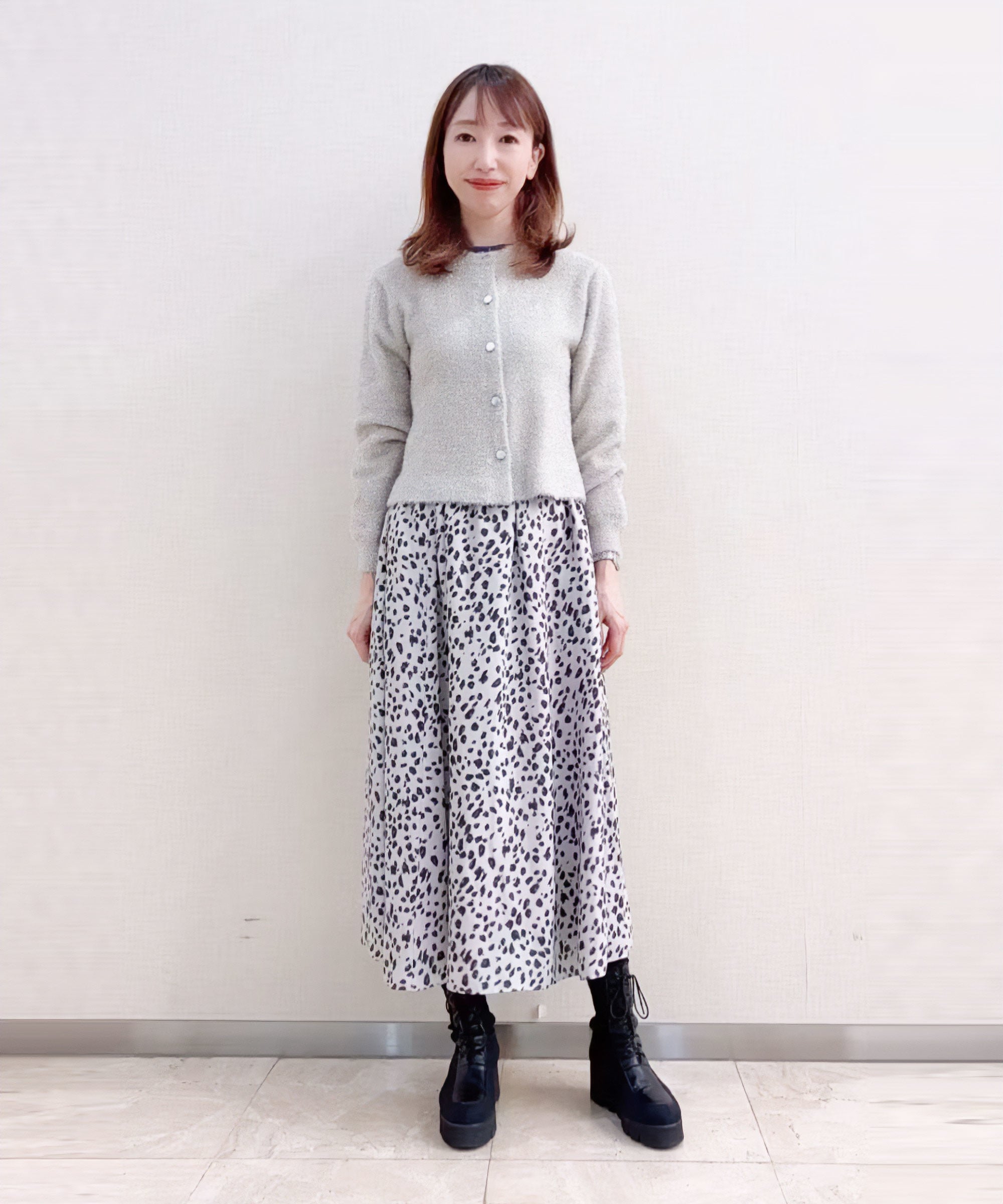 大人らしく着られるレオパードスカート