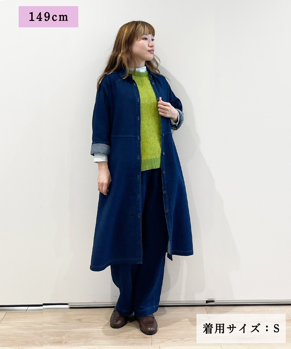 アウター感覚で羽織れるデニム ロングブラウス