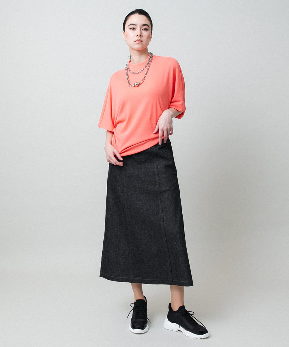 異素材ドッキングAラインスカート /洗える