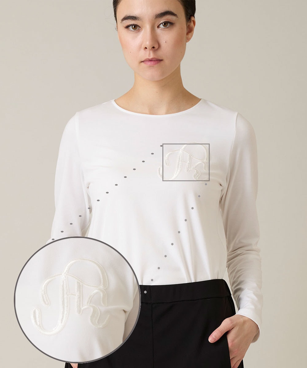 スパンコールロゴミニマルカットソー /日本製/洗える