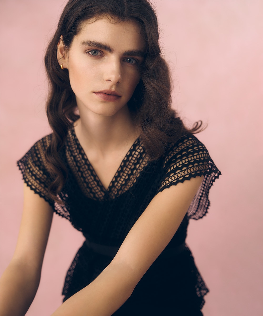 Geometric lace blouse