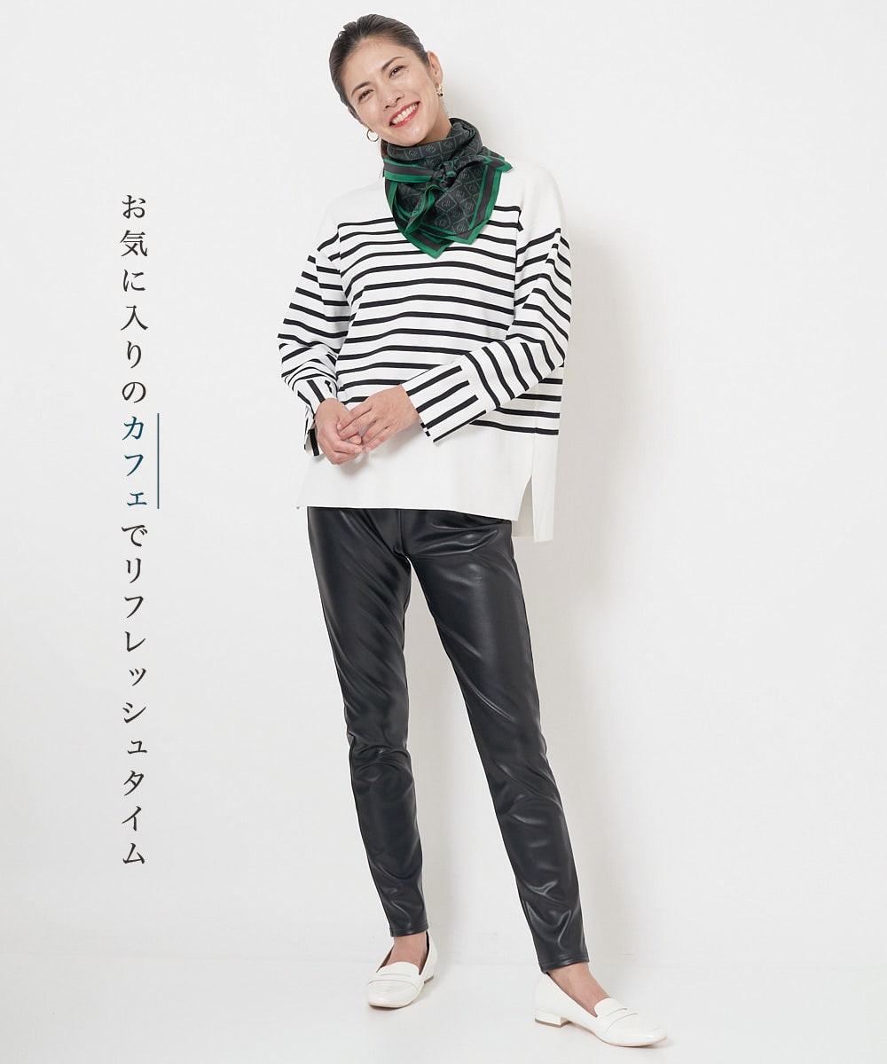 ジョルジュ・レッシュのエコレザーストレッチレギンスパンツを使ったコーディネート1