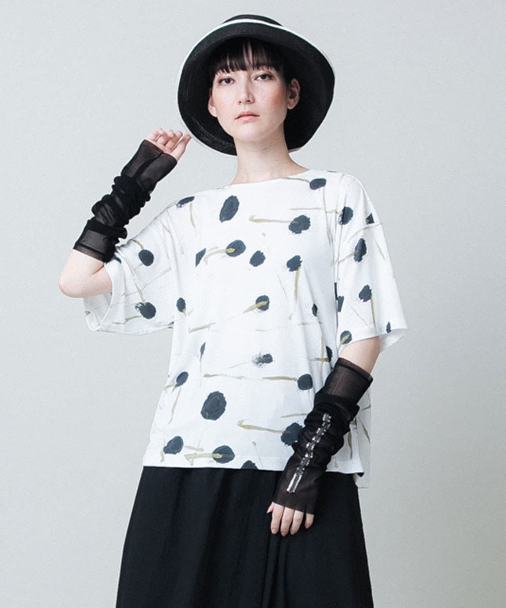 墨絵プリントボックスフォルムTシャツ /日本製/洗える
