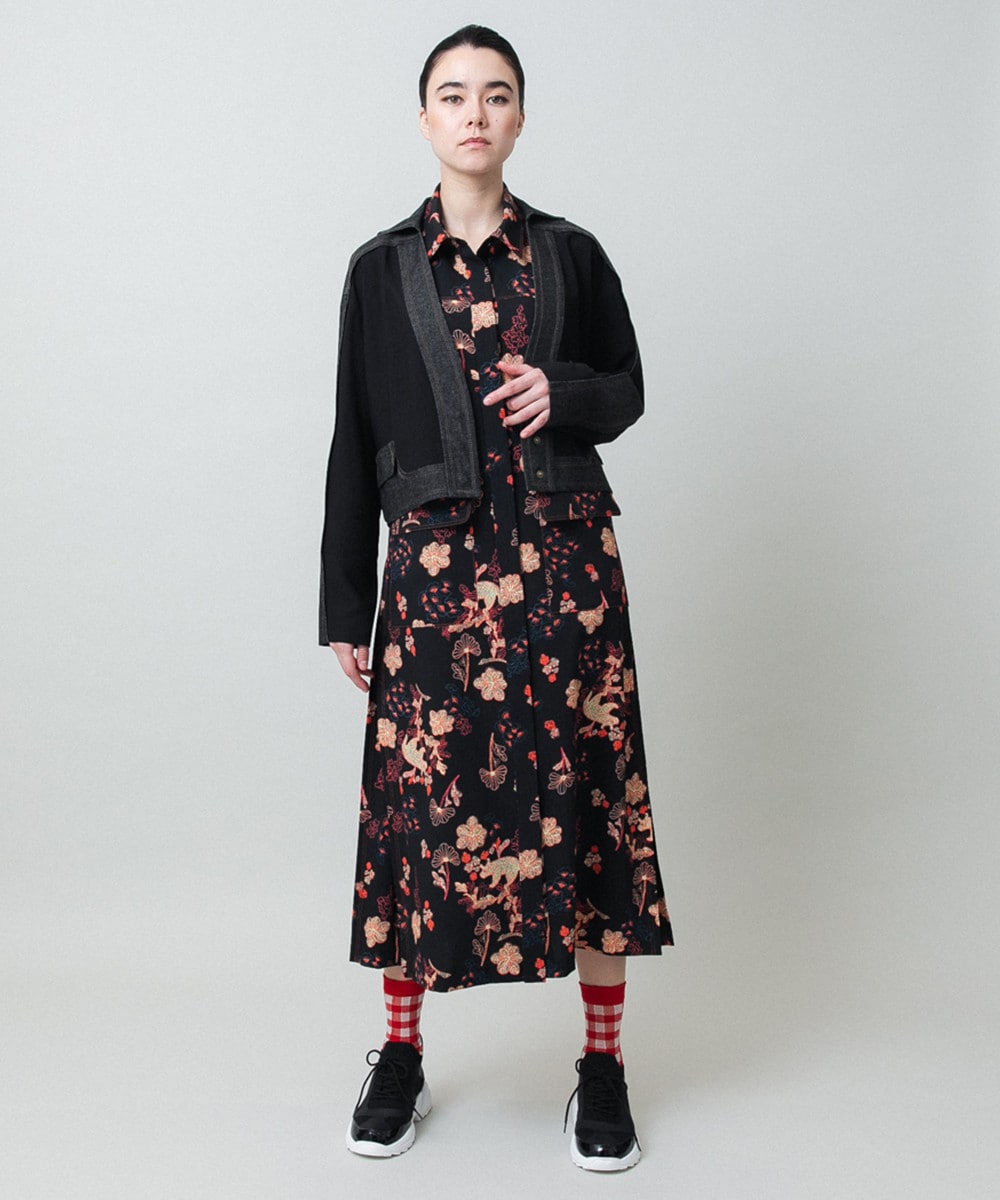 異素材ドッキングシアーデニムジャケット /洗える