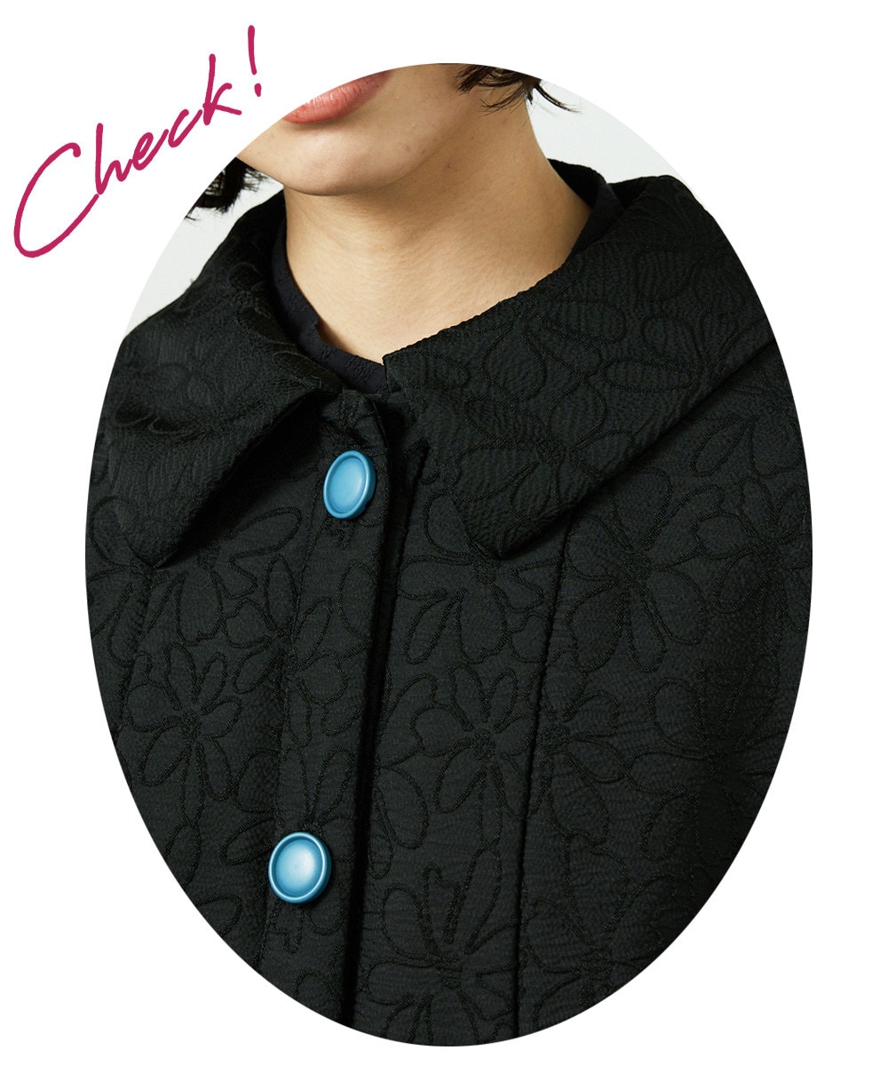 シックにまとまる お花柄ジャカードハーフコート