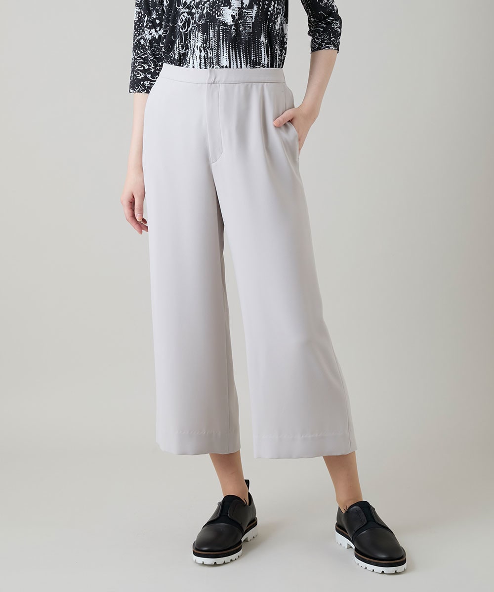 サテンジョーゼットアンクルパンツ/日本製/洗える