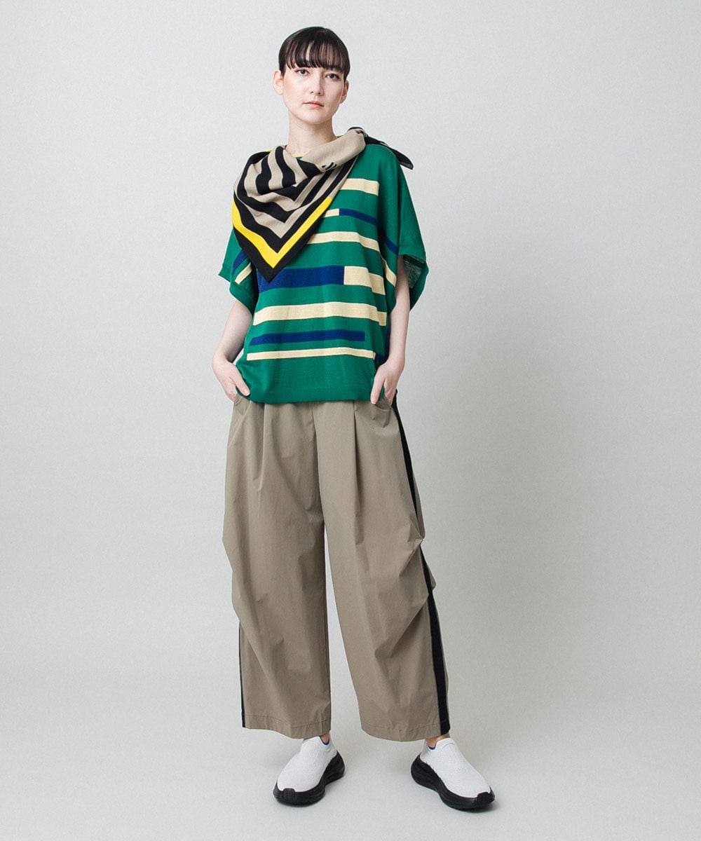 スクエアボーダースカーフ /洗える