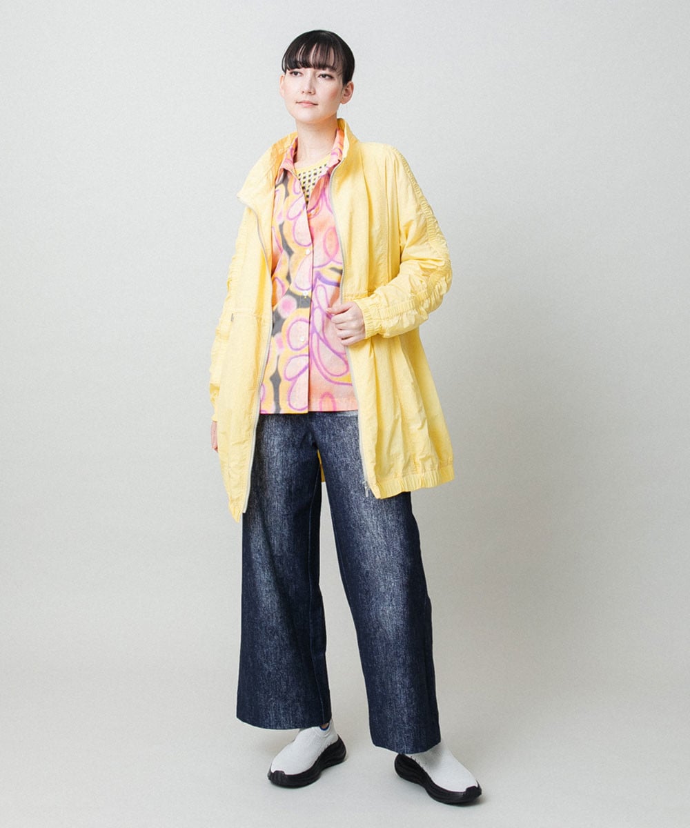 ストレッチデニムワイドパンツ/日本製/洗える