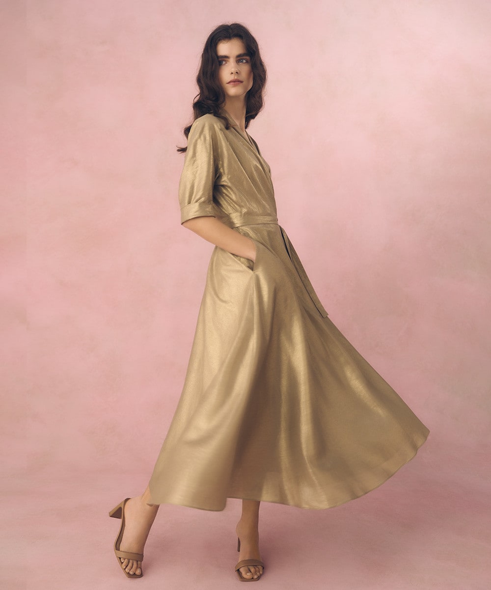 Metallic linen dress