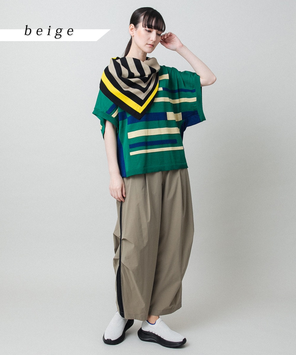 配色ラインカーブタックパンツ