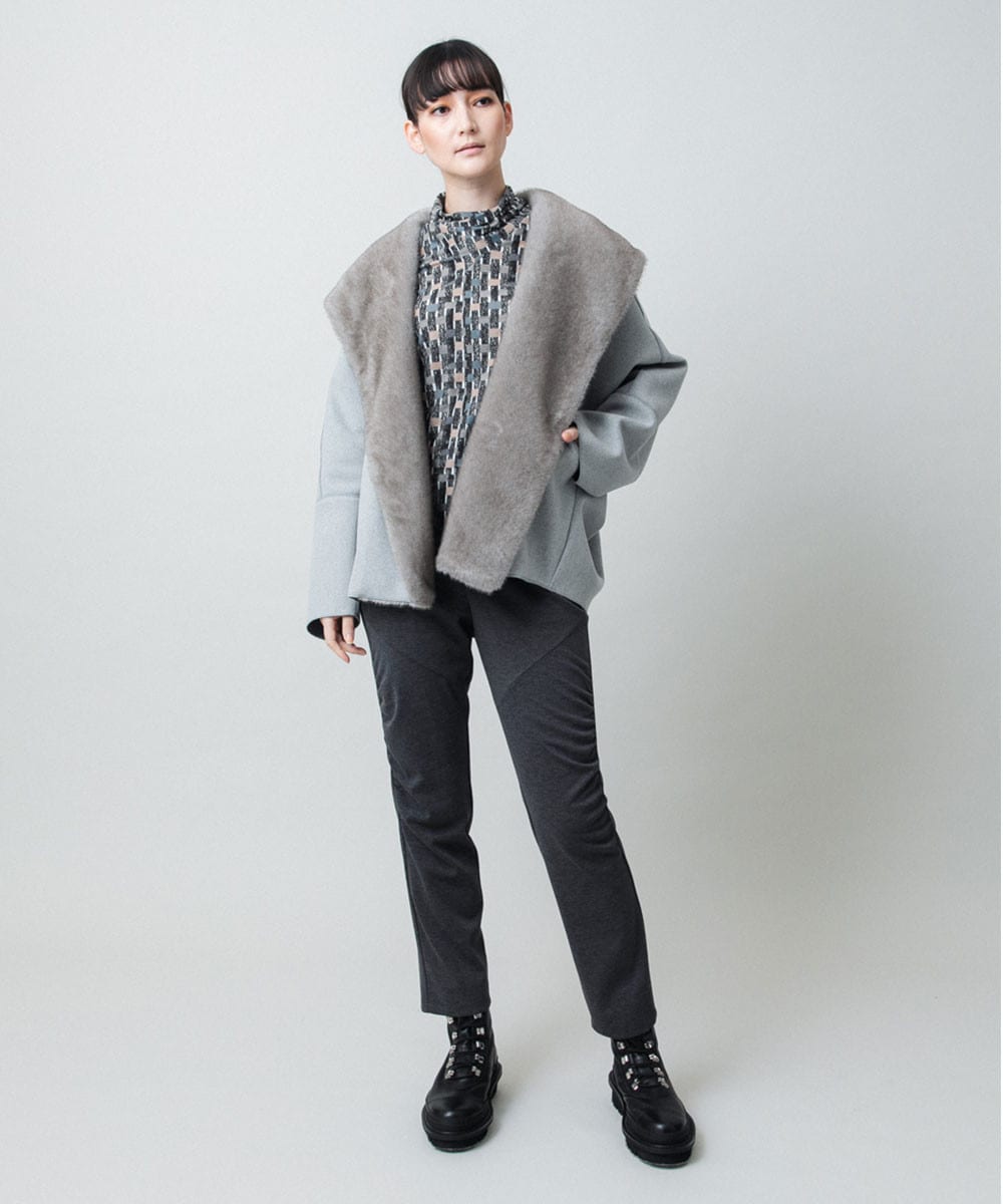 【ブラック：WEB/京王百貨店新宿店限定カラー】ショールカラーウールライクショートコート