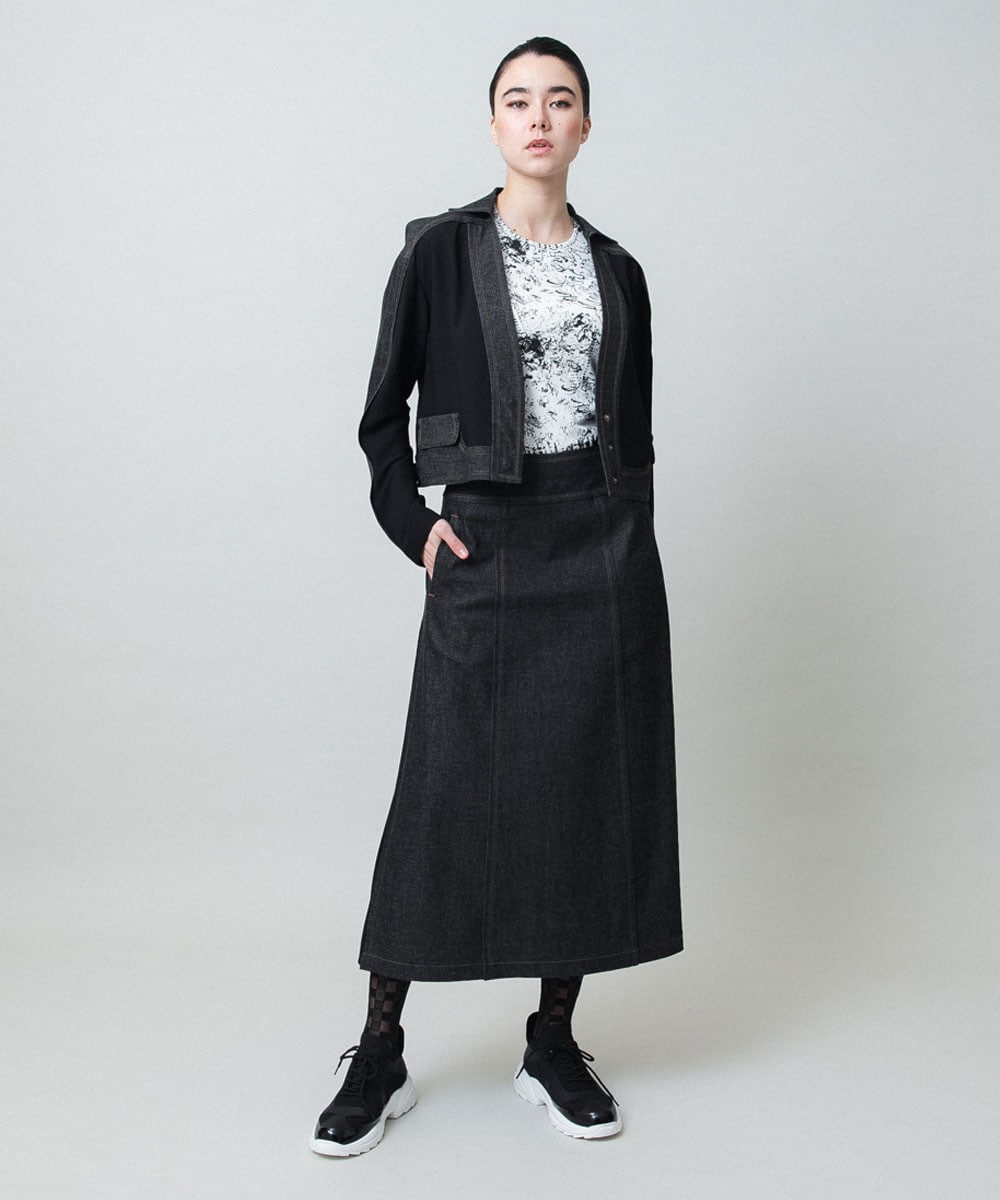 異素材ドッキングシアーデニムジャケット /洗える