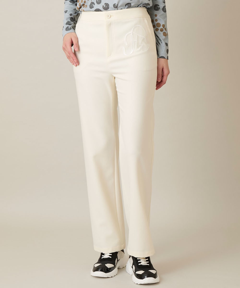 スパンコールロゴデニムライクパンツ /日本製/洗える