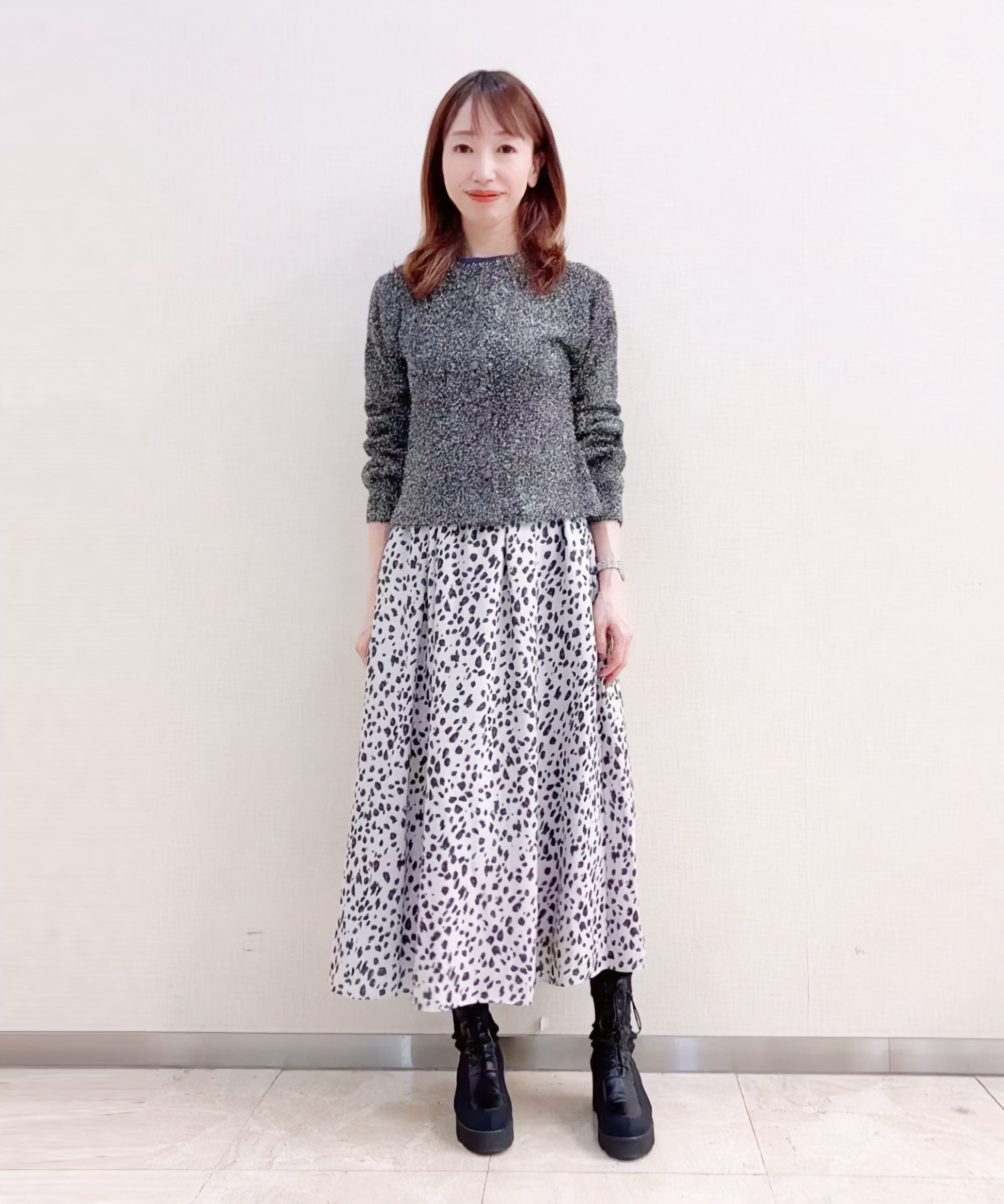 大人らしく着られるレオパードスカート