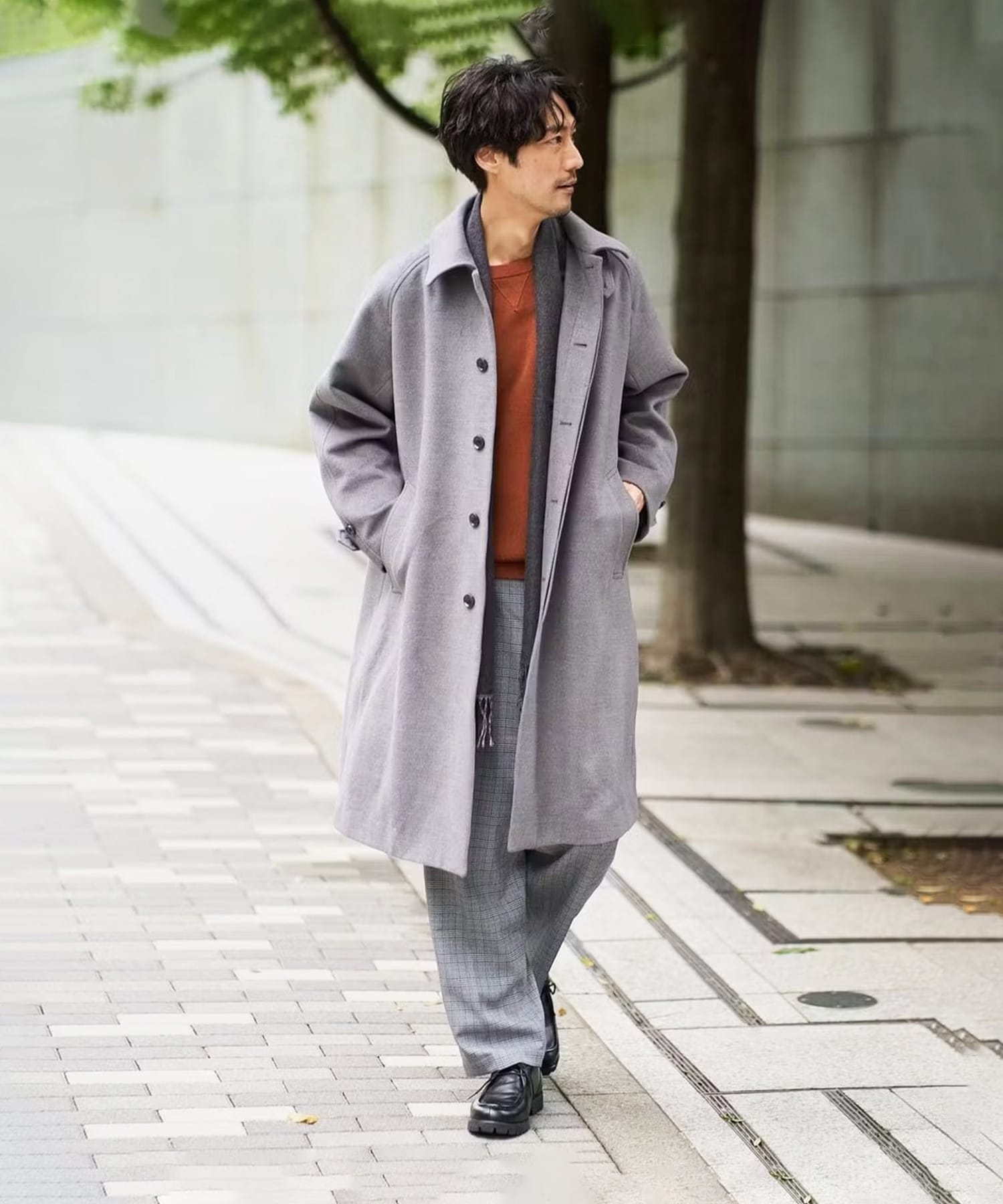 ワイドシルエットステンカラーコート