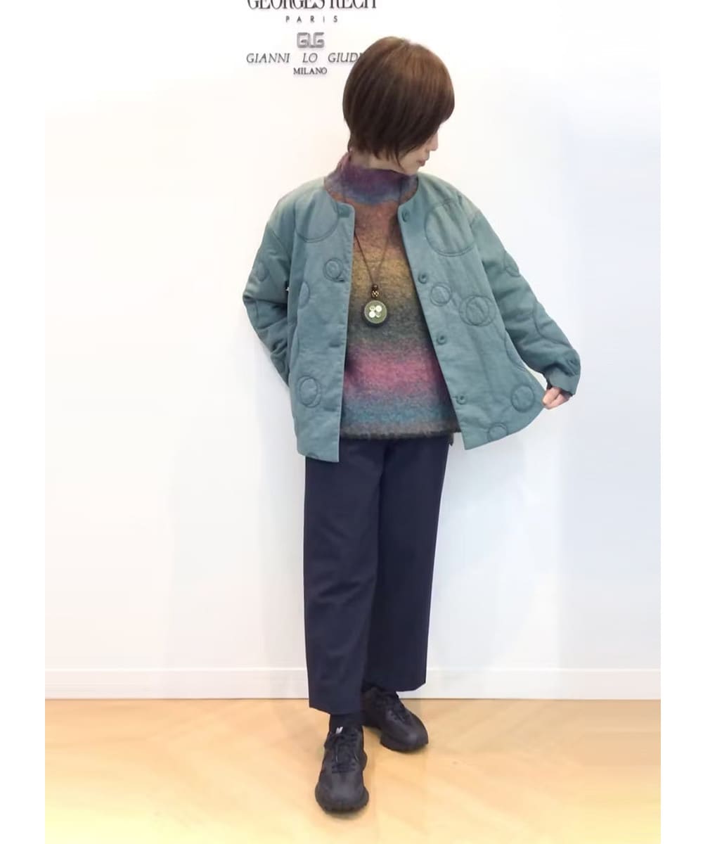 ドット柄の中綿キルトジャケット