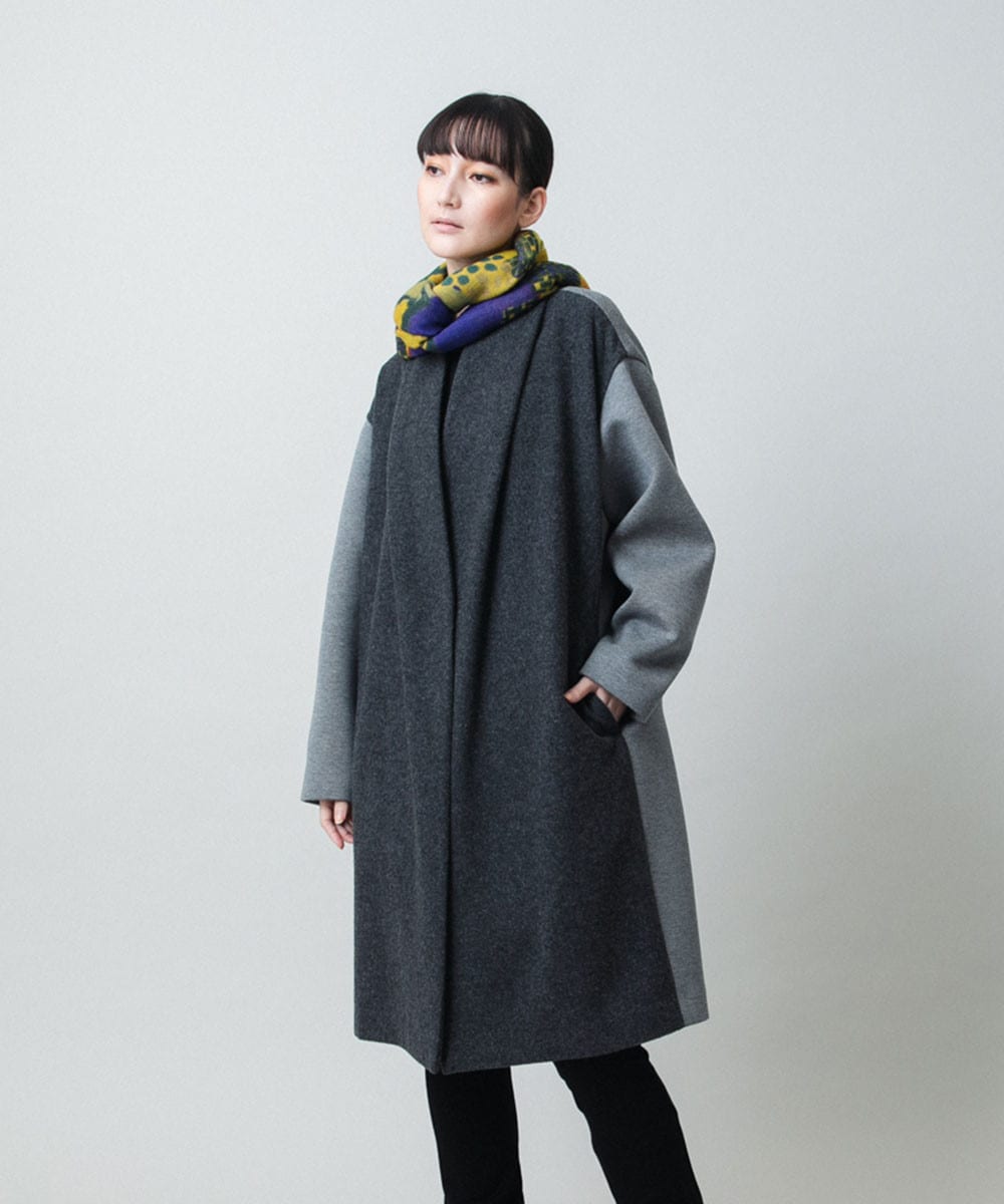 ウールジョイントコクーンシルエットコート/日本製