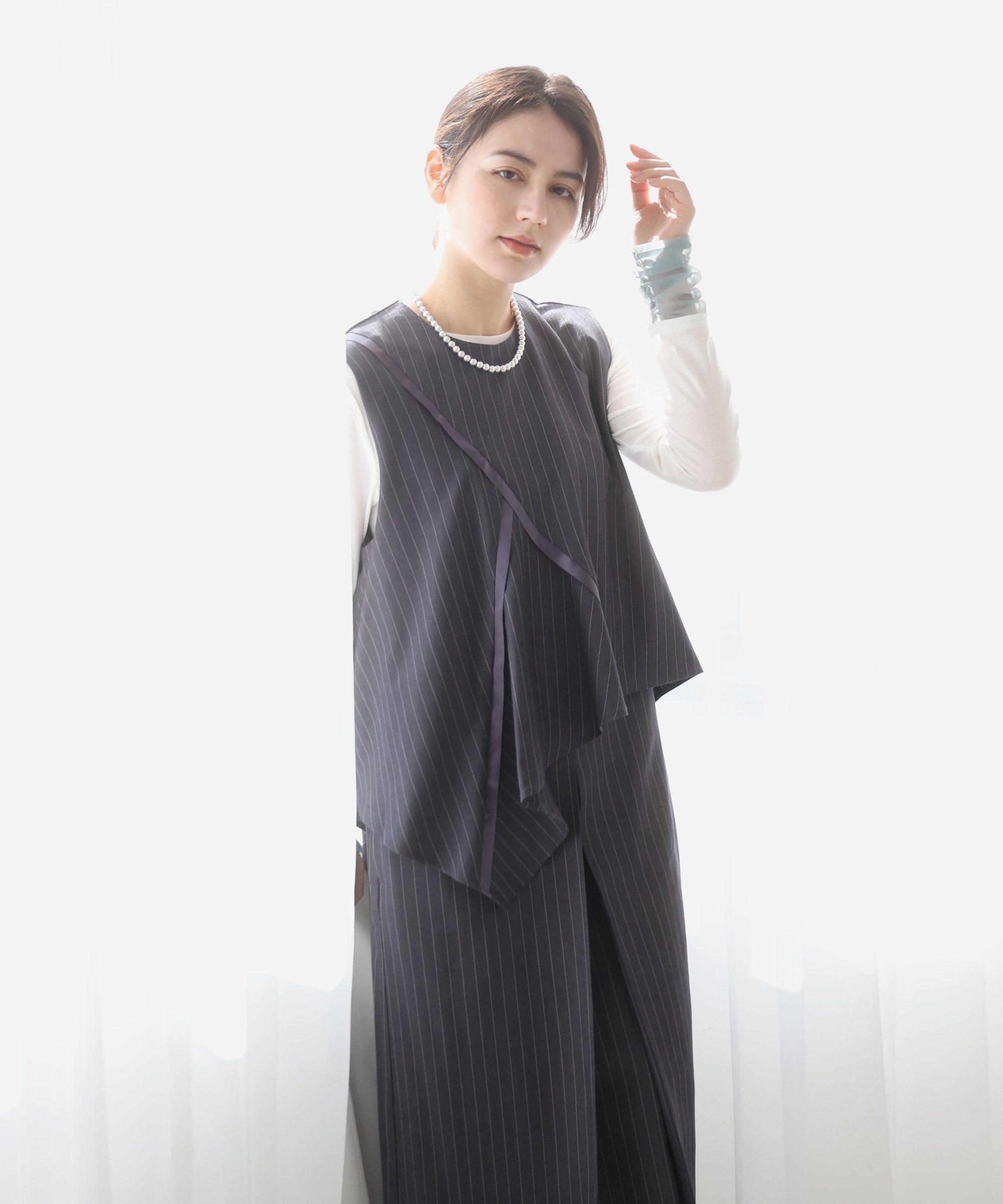 レイヤードストライプワンピース