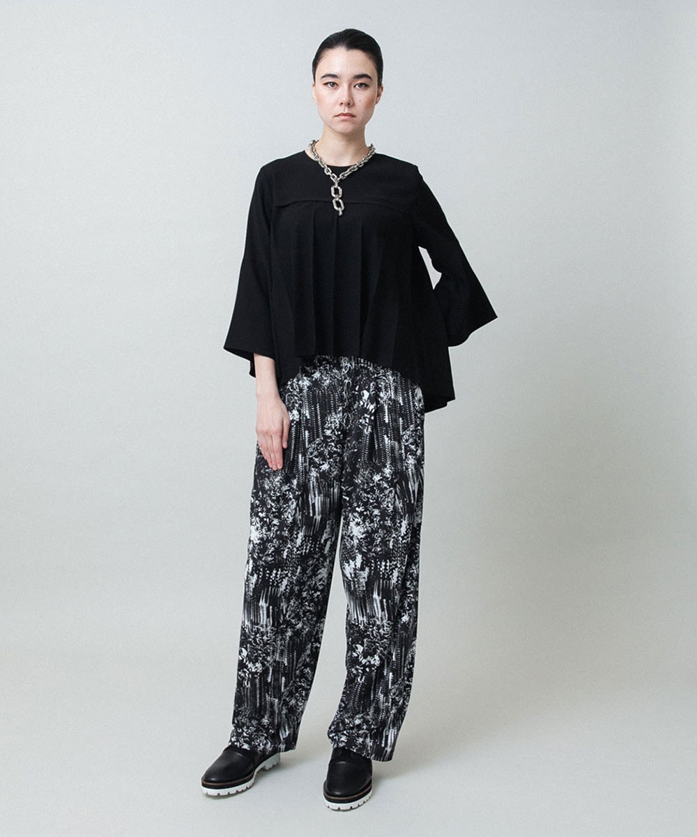 【ブラック：WEB/京王百貨店新宿店限定カラー】インクペインティングイージーパンツ/日本製/洗える