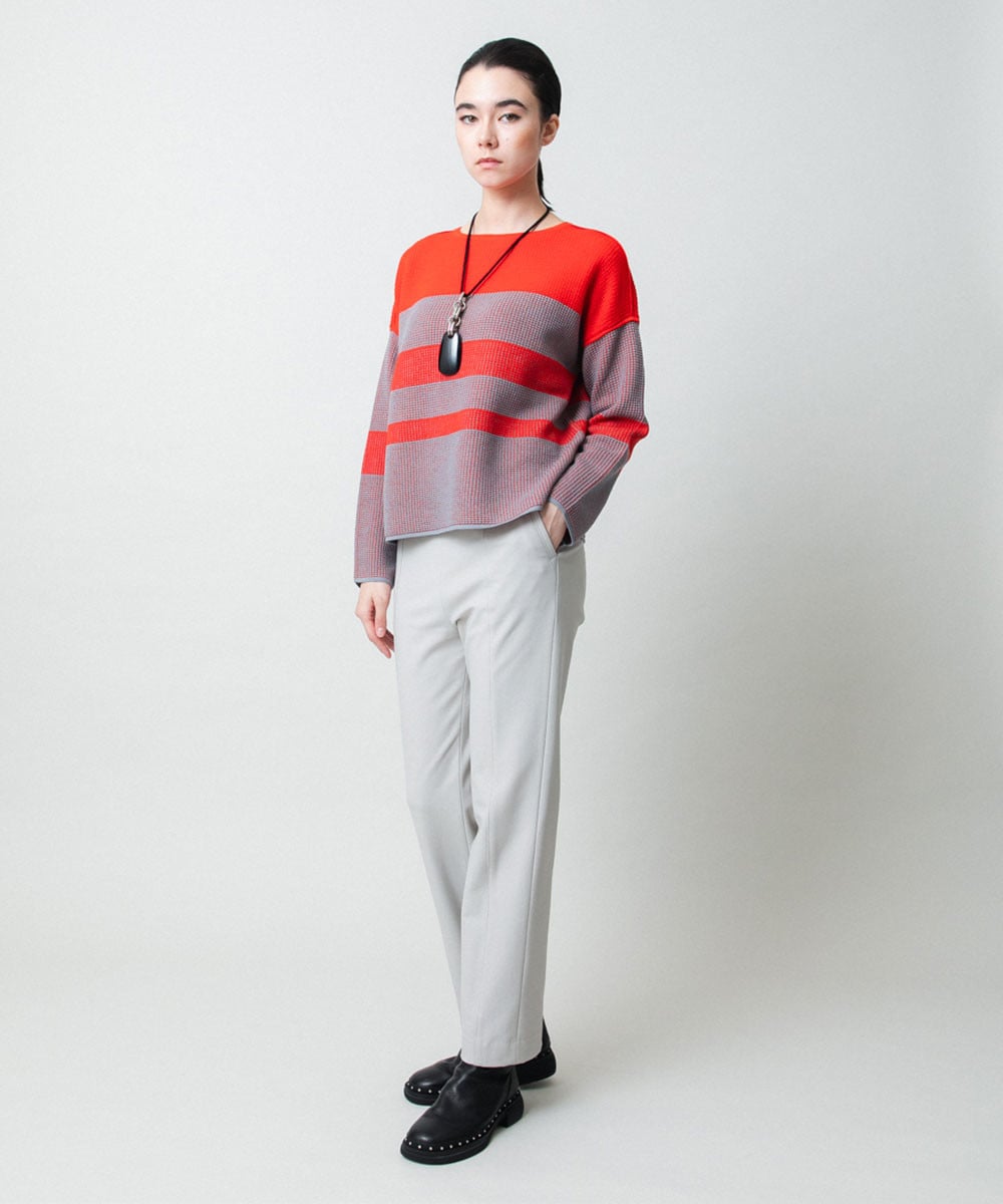 配色ボーダー柄ウールニット