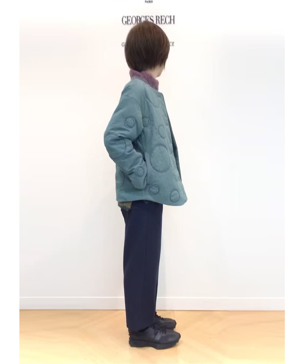 ドット柄の中綿キルトジャケット