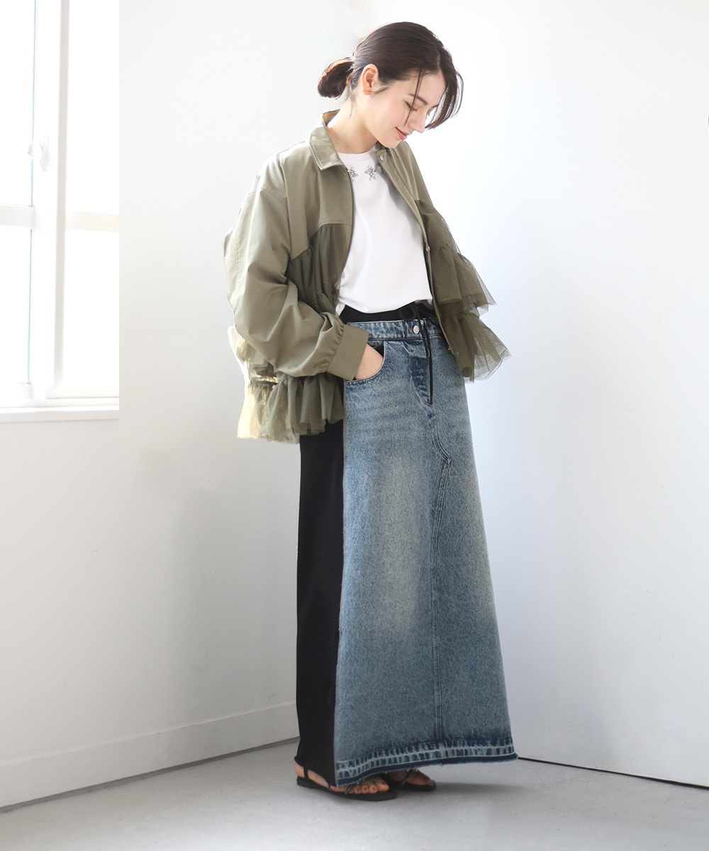 スウェットコンビデニムスカート