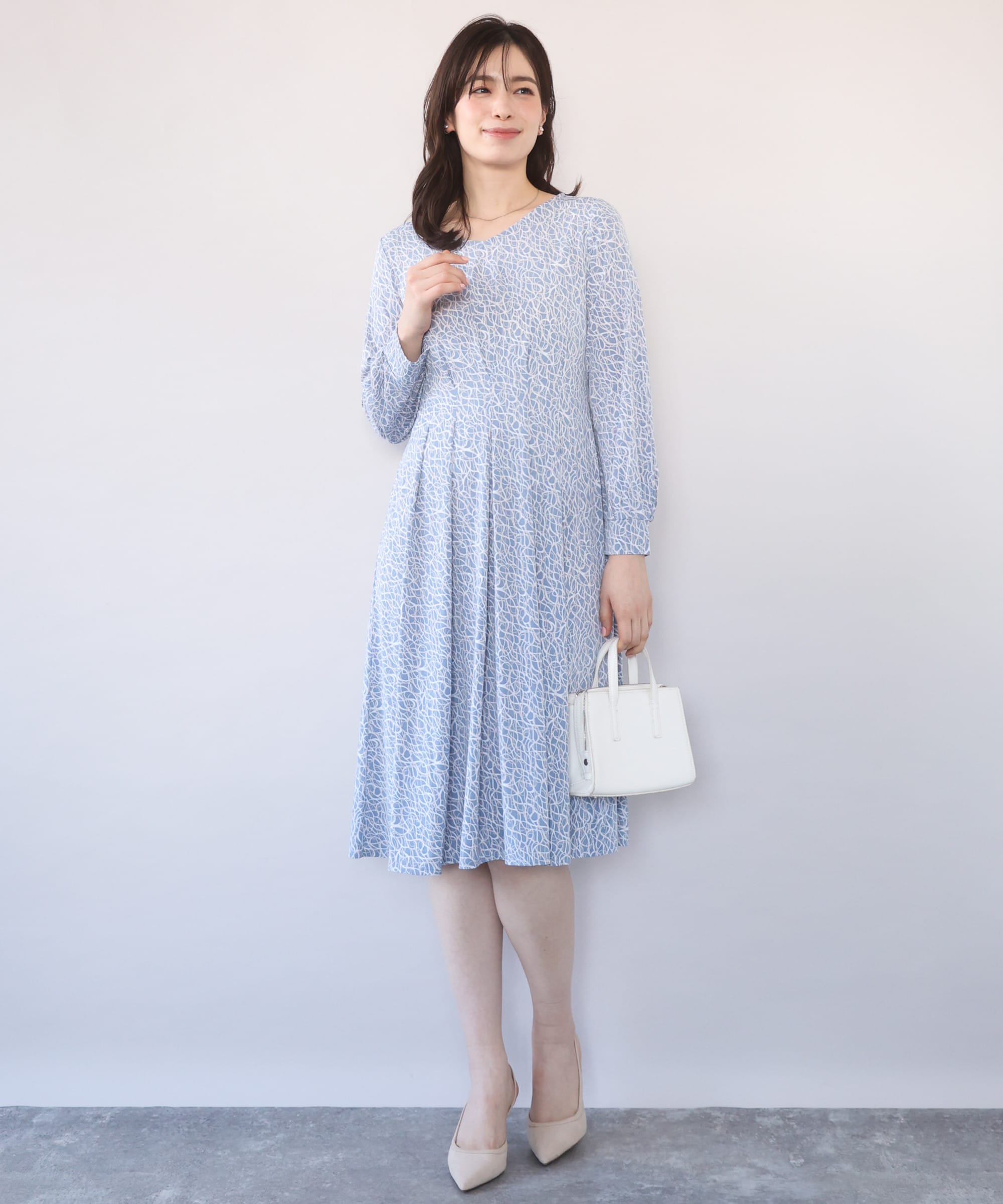 カリグラフィープリント ジャージワンピース/洗える/WEB限定サイズあり