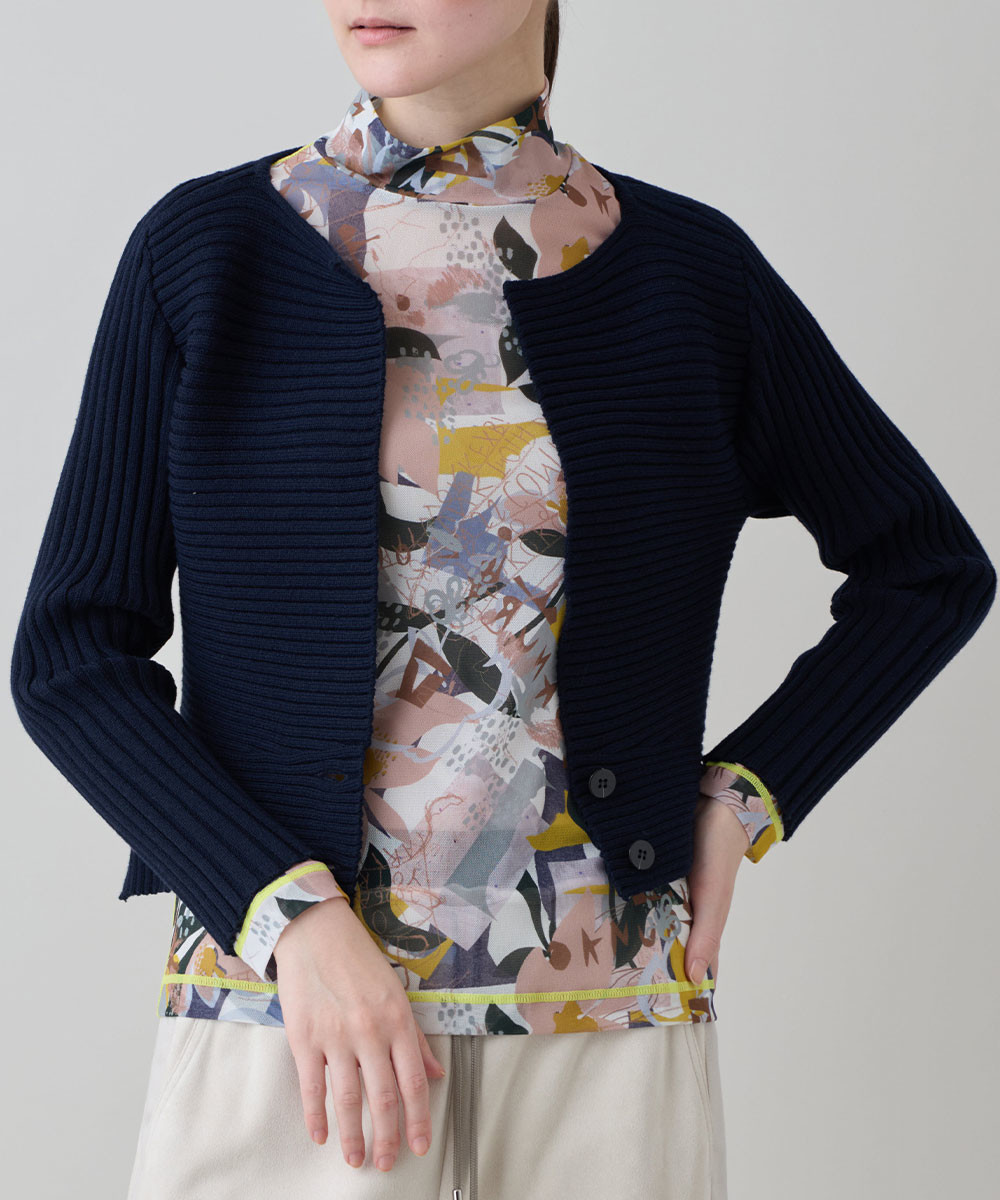 リブニットコンパクトジャケット /洗える