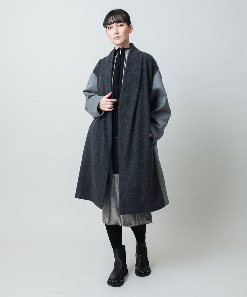 ウールジョイントコクーンシルエットコート/日本製