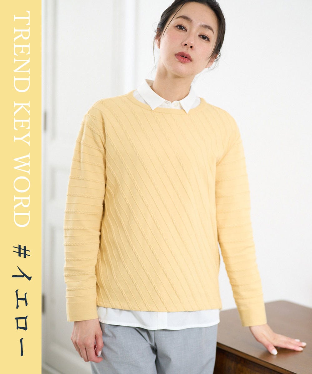 ケーブル柄ニットプルオーバー