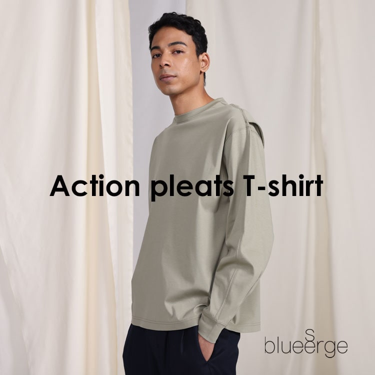 Action pleats long T-shirt
