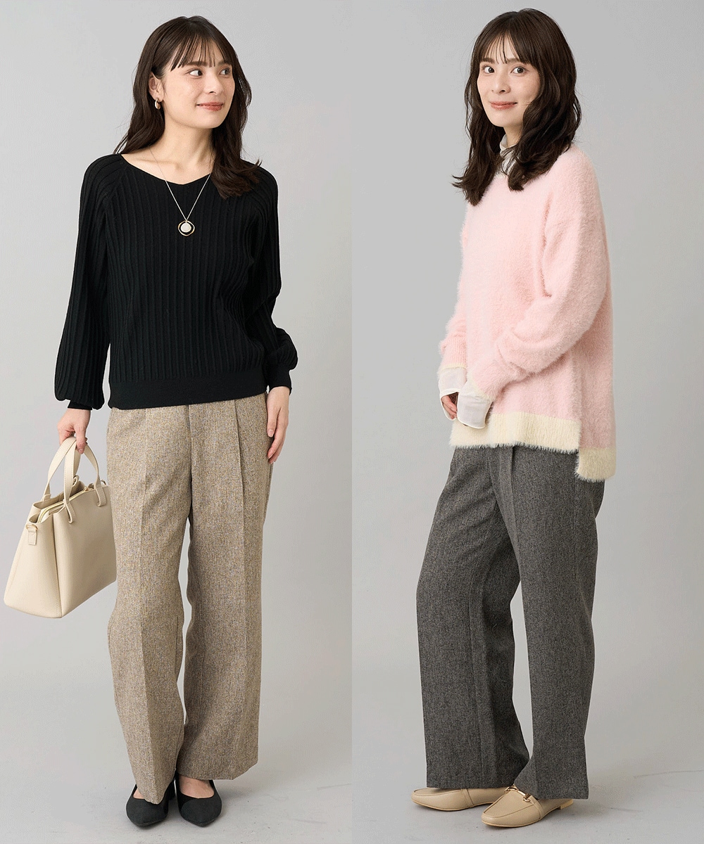 ツイード調ストレートパンツ