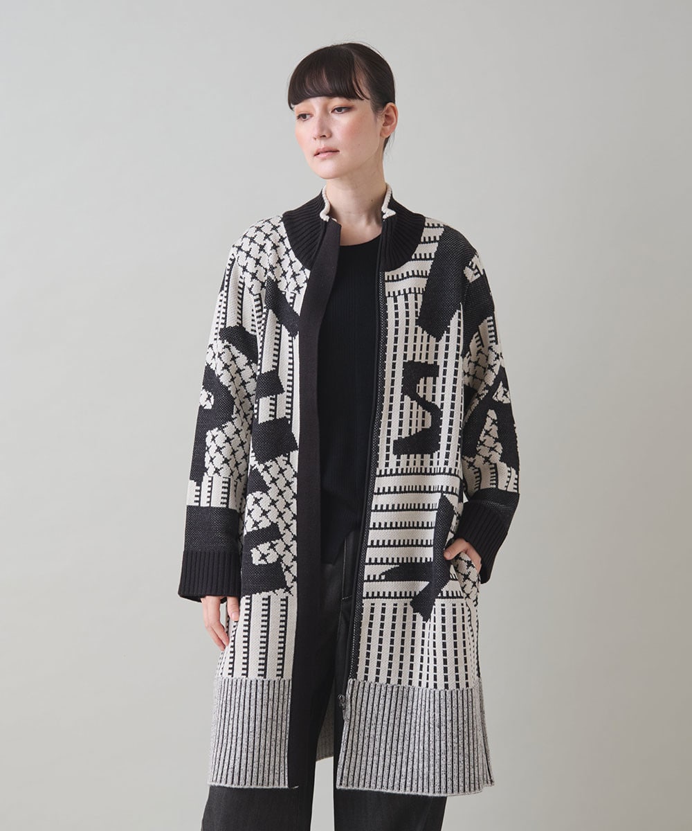 【ベージュ：WEB/京王百貨店新宿店限定カラー】フロントジップニットコート/日本製/洗える